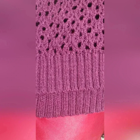 American Eagle Sweater Fair Isle Crew Neck wool blend Purple Orange Pinks Size L - Picture 13 of 13